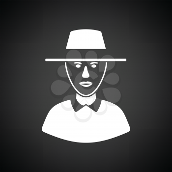 Cricket umpire icon. Black background with white. Vector illustration.