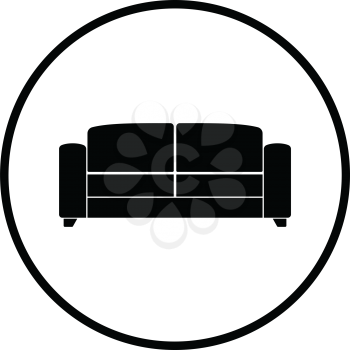 Office sofa icon. Thin circle design. Vector illustration.