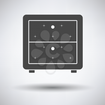 Bedroom nightstand icon on gray background, round shadow. Vector illustration.