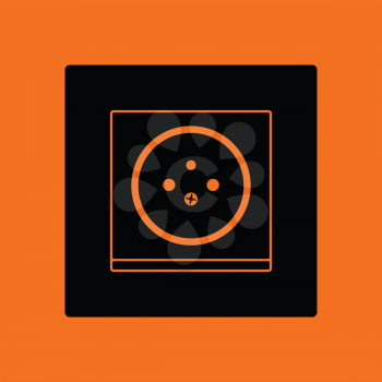 France electrical socket icon. Orange background with black. Vector illustration.