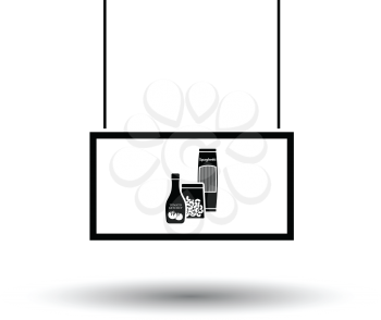 Grocery market department icon. Black background with white. Vector illustration.