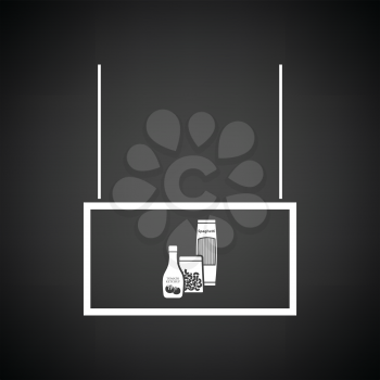 Grocery market department icon. Black background with white. Vector illustration.