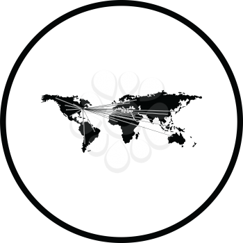 Map with directions to all part of the World. Thin circle design. Vector illustration.