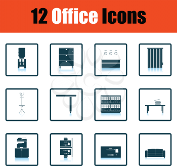 Office furniture icon set. Shadow reflection design. Vector illustration.