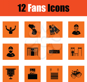 Set of soccer fans icons. Orange design. Vector illustration.