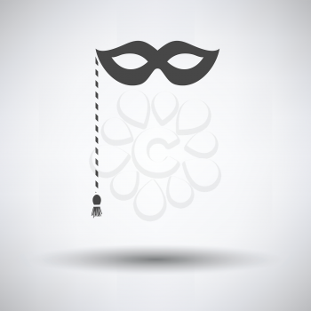 Party carnival mask icon on gray background, round shadow. Vector illustration.