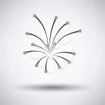 Fireworks icon on gray background, round shadow. Vector illustration.