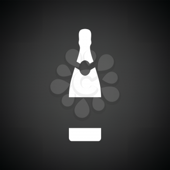 Party champagne and glass icon. Black background with white. Vector illustration.