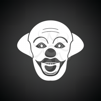 Party clown face icon. Black background with white. Vector illustration.