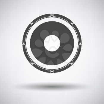 Loudspeaker  icon on gray background, round shadow. Vector illustration.