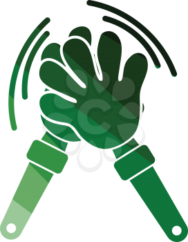 Football fans clap hand toy icon. Flat color design. Vector illustration.