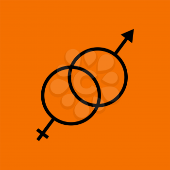 Man Female Symbol Icon. Black on Orange Background. Vector Illustration.