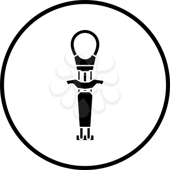 Alpinist Camalot Icon. Thin Circle Stencil Design. Vector Illustration.