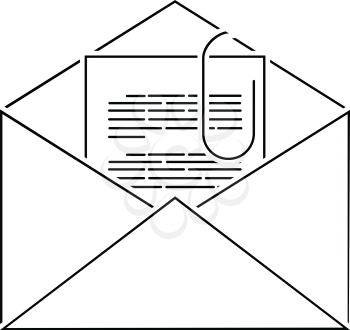 Mail with attachment icon. Thin line design. Vector illustration.