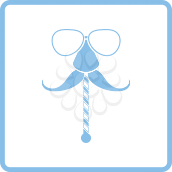 Glasses and mustache icon. Blue frame design. Vector illustration.