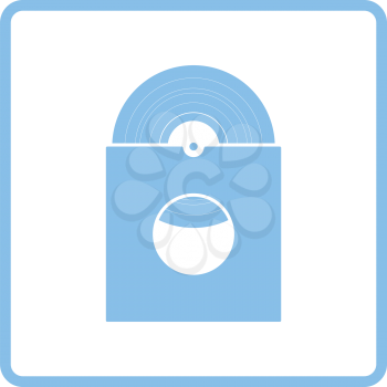 Vinyl record in envelope icon. Blue frame design. Vector illustration.