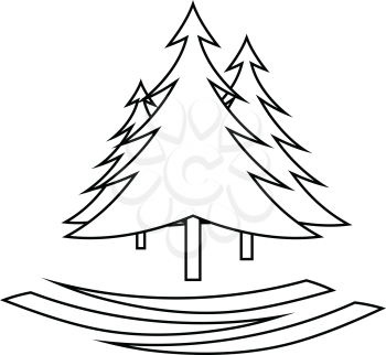 Icon of fir forest. Thin line design. Vector illustration.