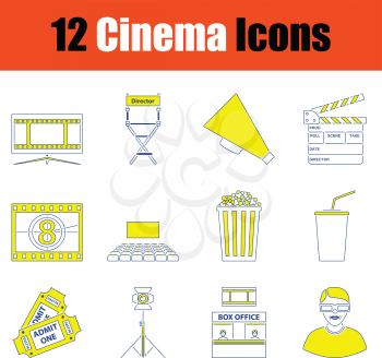 Cinema icon set. Thin line design. Vector illustration.