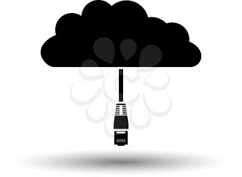 Network Cloud  Icon. Black on White Background With Shadow. Vector Illustration.