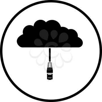 Network Cloud  Icon. Thin Circle Stencil Design. Vector Illustration.