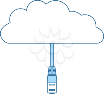 Network Cloud Icon. Thin Line With Blue Fill Design. Vector Illustration.