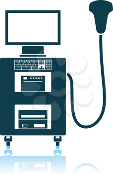 Ultrasound Diagnostic Machine Icon. Shadow Reflection Design. Vector Illustration.