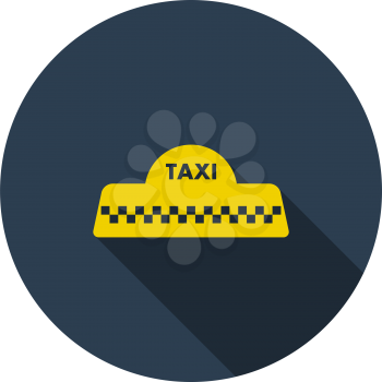 Taxi Roof Icon. Flat Circle Stencil Design With Long Shadow. Vector Illustration.