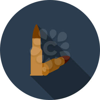 Rifle Ammo Icon. Flat Circle Stencil Design With Long Shadow. Vector Illustration.