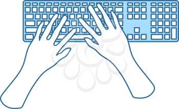 Typing Icon. Thin Line With Blue Fill Design. Vector Illustration.