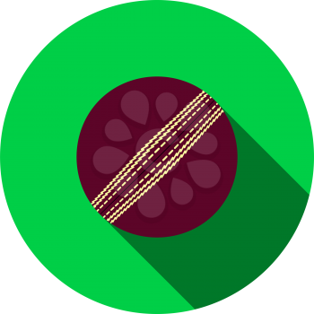 Cricket Ball Icon. Flat Circle Stencil Design With Long Shadow. Vector Illustration.