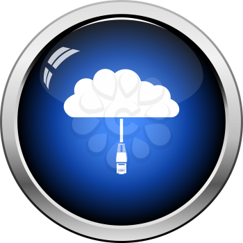 Network Cloud Icon. Glossy Button Design. Vector Illustration.