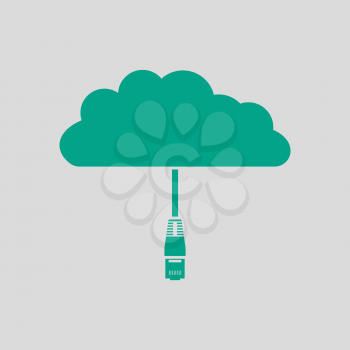 Network Cloud Icon. Green on Gray Background. Vector Illustration.