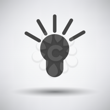 Idea Lamp Icon. Dark Gray on Gray Background With Round Shadow. Vector Illustration.