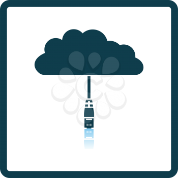 Network Cloud Icon. Square Shadow Reflection Design. Vector Illustration.