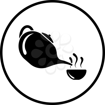 SPA Tea Pot With Cup Icon. Thin Circle Stencil Design. Vector Illustration.