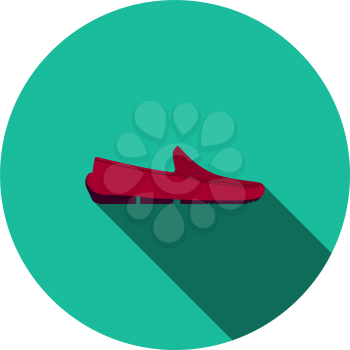 Moccasin Icon. Flat Circle Stencil Design With Long Shadow. Vector Illustration.