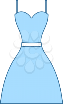 Dress Icon. Thin Line With Blue Fill Design. Vector Illustration.