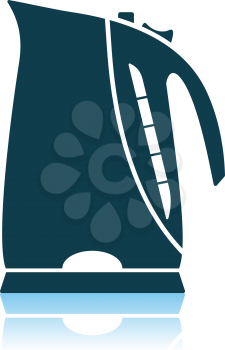 Kitchen Electric Kettle Icon. Shadow Reflection Design. Vector Illustration.