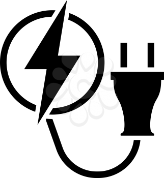 Electric Plug Icon. Black Stencil Design. Vector Illustration.