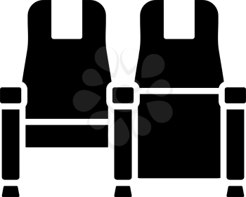 Cinema Seats Icon. Black Stencil Design. Vector Illustration.