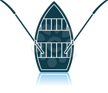 Paddle Boat Icon. Shadow Reflection Design. Vector Illustration.