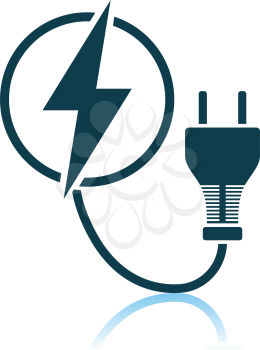 Electric Plug Icon. Shadow Reflection Design. Vector Illustration.