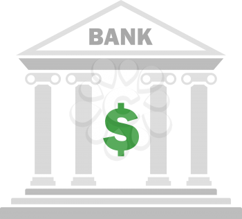 Bank Icon. Flat Color Design. Vector Illustration.