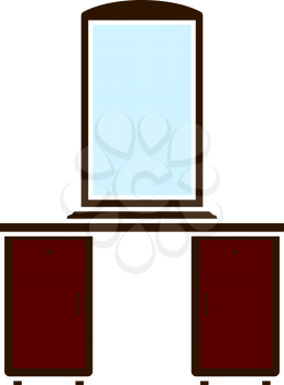 Dresser With Mirror Icon. Flat Color Design. Vector Illustration.