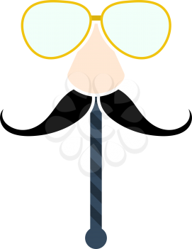 Glasses And Mustache Icon. Flat Color Design. Vector Illustration.