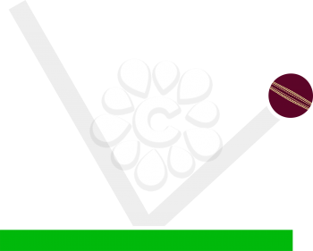 Cricket Ball Trajectory Icon. Flat Color Design. Vector Illustration.