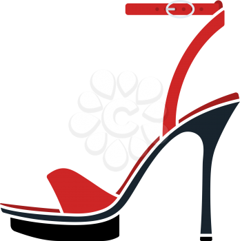 Woman High Heel Sandal Icon. Flat Color Design. Vector Illustration.