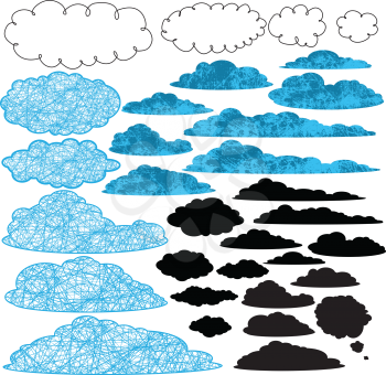 Royalty Free Clipart Image of a Set of Cloud Graphics