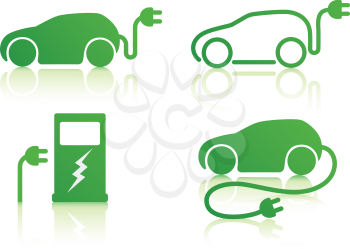 Royalty Free Clipart Image of Electric Car Icons