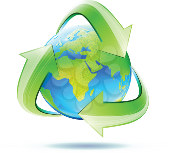 Royalty Free Clipart Image of a World Recycling Symbol 